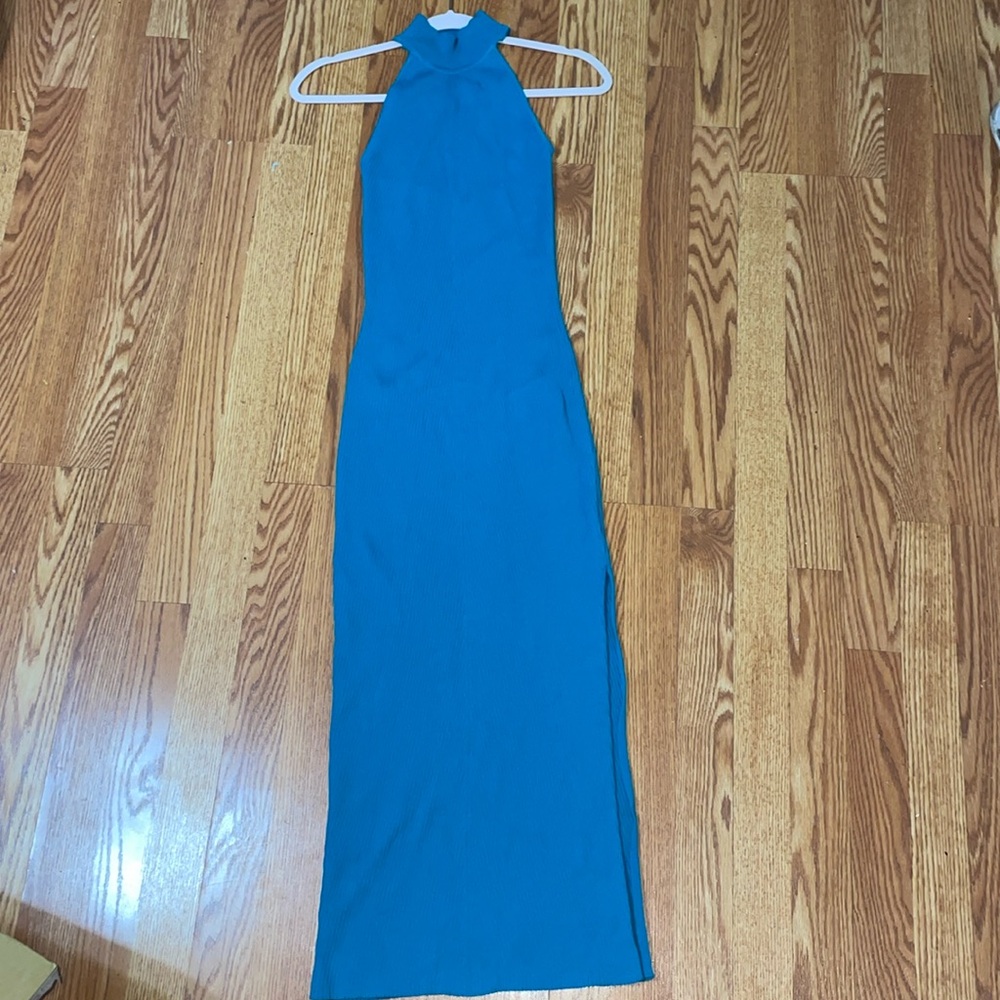 Teal Sleeveless Knit Maxi Dress
